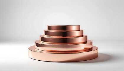 Stacked Copper Platforms Round Stage for Product Display and Presentation