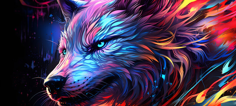 an extremely detailed study of a chrome lycan standing in a psychedelic landscape, ai generative