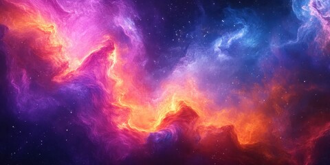 Colorful cosmic nebula swirling with distant shining celestial stars