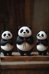 Obraz premium Cute Panda Figurines.
