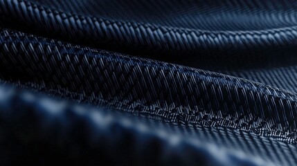 Textile Textures: An abstract view, where the intricate textures of dark blue fabric create a sense of depth and tactility, perfect for design concepts.