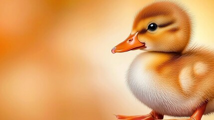 Adorable fluffy duckling, orange hues
