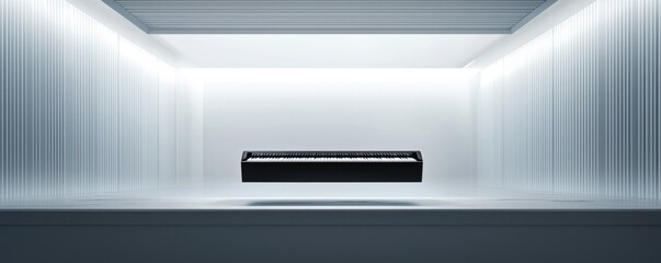 Futuristic piano in minimalistic space