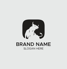 Minimalist Bull Silhouette Logo | Royalty-Free Microstock Graphic

