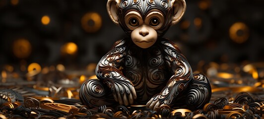 Paper quilling Kingkong Nano Robot full body in a sea of diamonds, ai generative