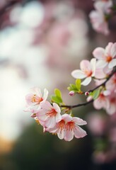 Obraz premium Soft-focus spring blossoms, bokeh effect, pastel colors, pastel, flowers, pretty