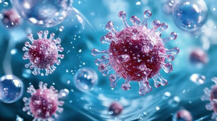 Microscopic View of Coronavirus Particles