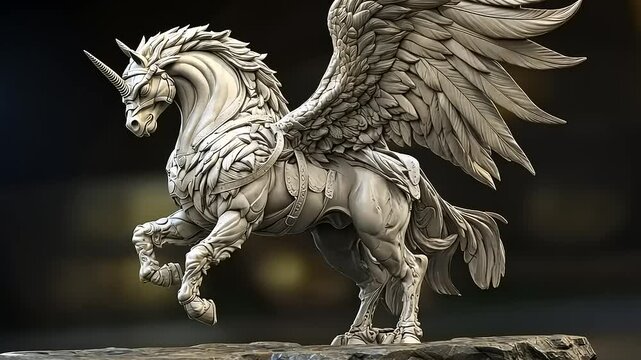 Majestic Winged Unicorn Sculpture: A Fantasy Masterpiece