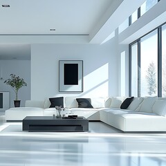 Modern, bright living room interior