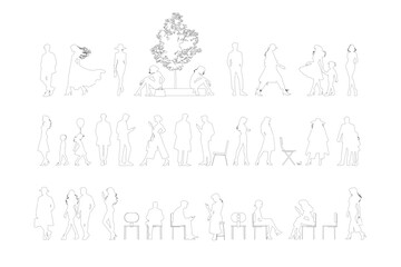 People Outline Silhouettes Architectural Figures