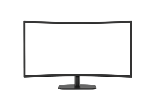 Blank screen curved monitor mockup. Transparent background, PNG file. - Powered by Adobe