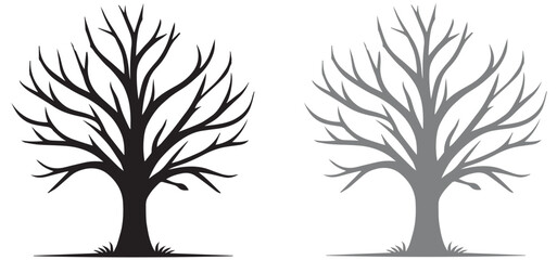 Obraz premium silhouette of a tree with leaves isolated on white background vector