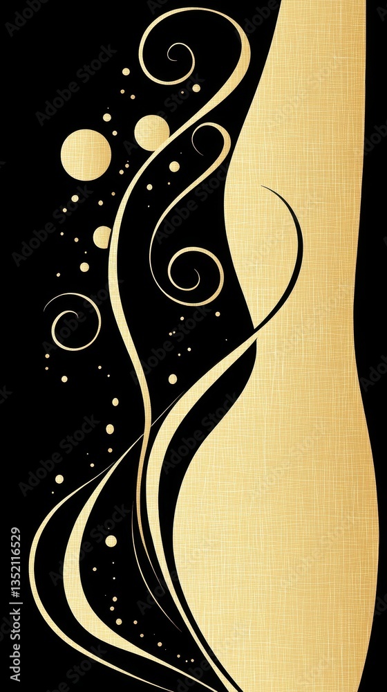 Wall mural elegant abstract design of curved lines and golden elements