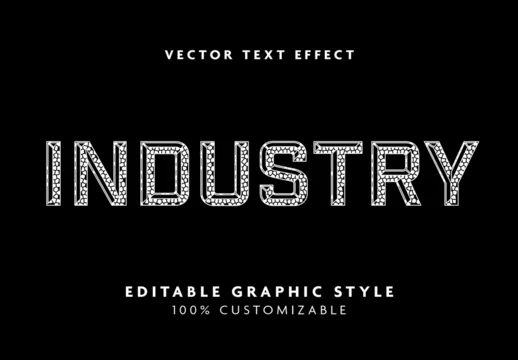 Black White Industrial Geometric Pattern Bold Text Effect