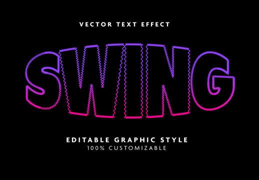 Pink Purple Bold Zigzag Electric Neon Outline Text Effect