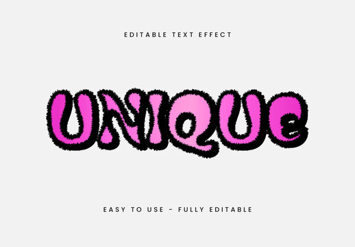 Pink Furry Bold Outline Cartoon Text Effect