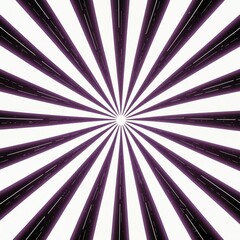 A stark white background is dominated by radiating purple and black stripes
