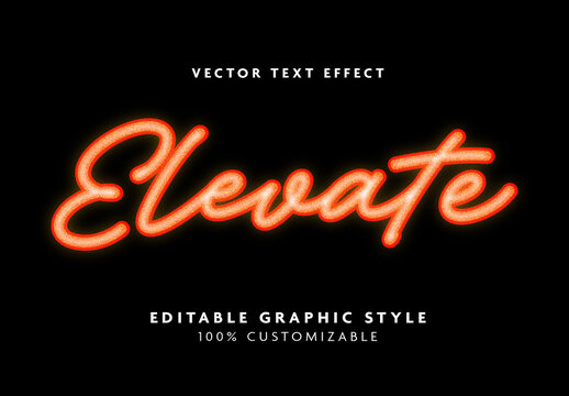 Red Orange Script Neon Glow Light Stroke Text Effect