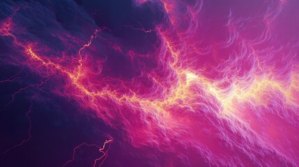 Obraz premium Fiery streaks cut through a dramatic, cloudy abyss, merging pink and purple hues in an abstract celestial dance.