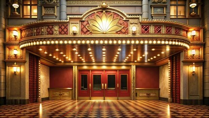 Obraz premium Grand entrance of a cinema , ornate details, cinema, ornate details