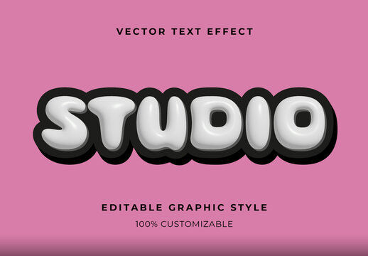 White Outlined Inflated Font Bubble Glossy Text Effect