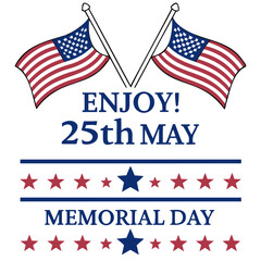 Memorial Day greeting card Design vector illustration on transparent background