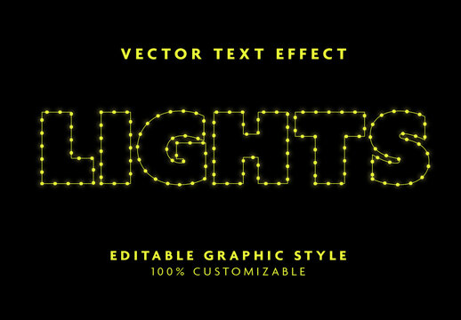 Yellow Light Bulbs Outline Glowing Grid Text Effect