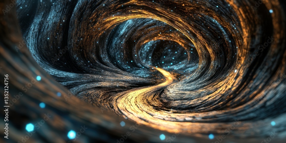 Canvas Prints a twisting tunnel of light and dark with twinkling stars