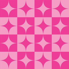 Checkered Background & Star Sparkle Vector Seamless Pattern Digital Paper – Retro Checkerboard with Glittering Stars, Aesthetic Geometric Tile Design for Scrapbooking, Sublimation, and