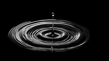 Water droplet creating concentric ripples on surface