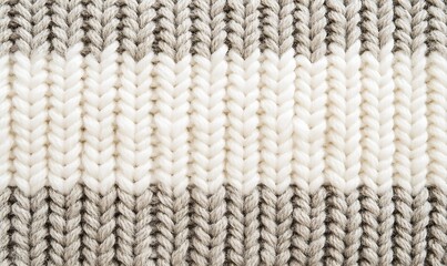 Close-up view of a knitted fabric texture stripes. Cozy wool yarn pattern perfect for backgrounds