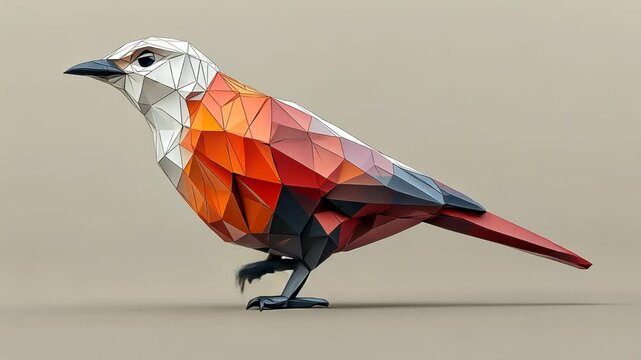 Colorful 3D Low-Poly Cartoon Macaw Parrot Character Illustration Flying in Tropical Nature