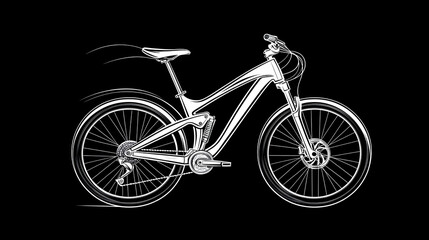 Fototapeta premium Mountain bike illustration, fast motion blur, dark background, design element