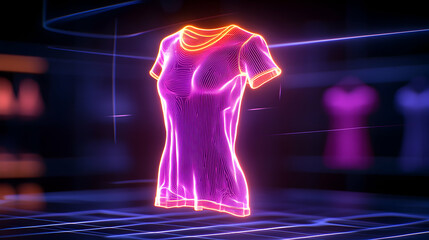 Neon pink shirt 3D model, virtual shop display, clothing design, future fashion