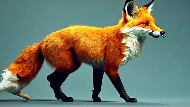 Cute 3D Low Poly Red Fox Character Isolated on White Background