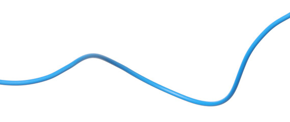 One light blue electrical wire isolated on white
