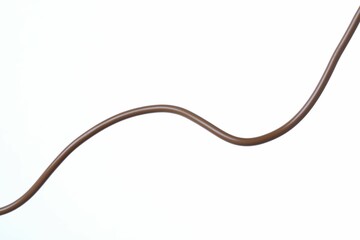 One brown electrical wire on white background