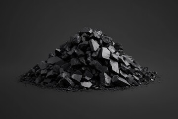 Naklejka premium A pile of black stones resting on a dark surface