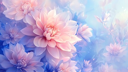 Fototapeta premium Charming soft peach and pink dahlia bouquet arrangement high-resolution picture