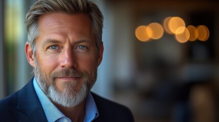 Mature man portrait, business casual, indoor setting, professional image, possible use in business magazine or online profile