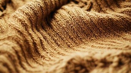 Beige Knitted Fabric Texture Close Up