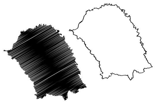 Botosani County (Administrative divisions of Romania, Nord-Est development region) map vector illustration, scribble sketch Botosani map