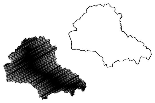 Brasov County (Administrative divisions of Romania, Centru development region) map vector illustration, scribble sketch Brasov map