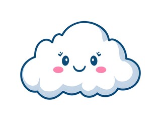 Happy smiley face cloud vector, smiley face cloud illustration on white background, happy cloud vector