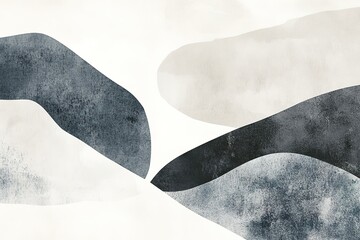 Abstract watercolor shapes in neutral hues create a serene and modern composition