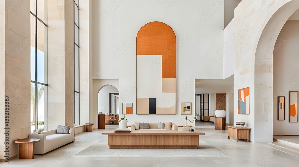 Poster modern minimalist lobby with large windows