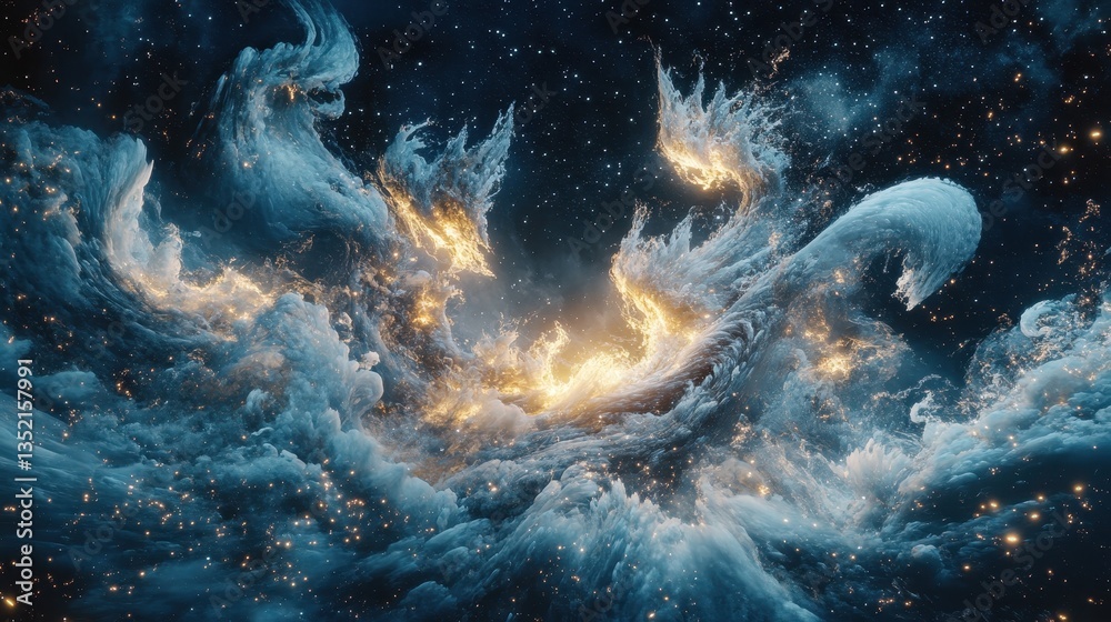 Canvas Prints abstract ethereal cosmic clouds with sparkling lights throughout the heavens
