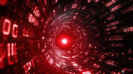 Obraz premium Abstract digital tunnel with binary code. Possible use Stock photo for technology, data, and digital art concepts