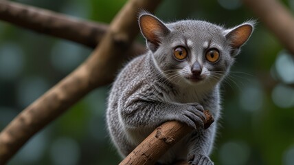 Obraz premium Small gray mammal perched on branch