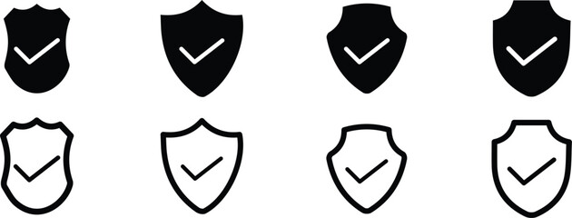 Shield check mark icon, security shield protection icon vector eps10 